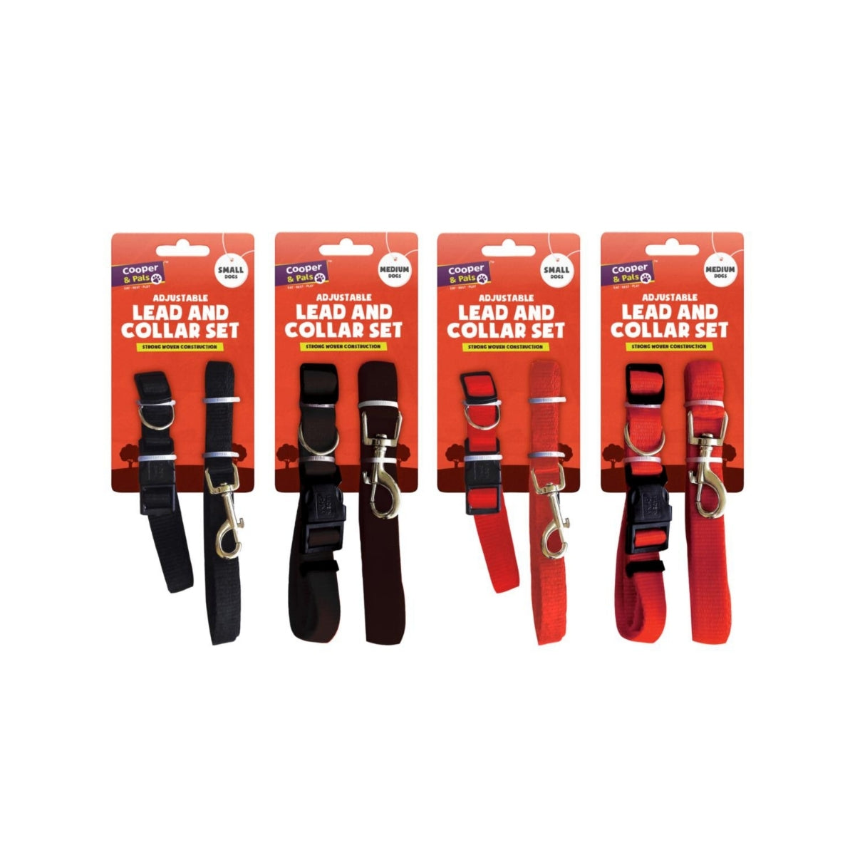 Small and Medium Dog Lead and Collar 2pk