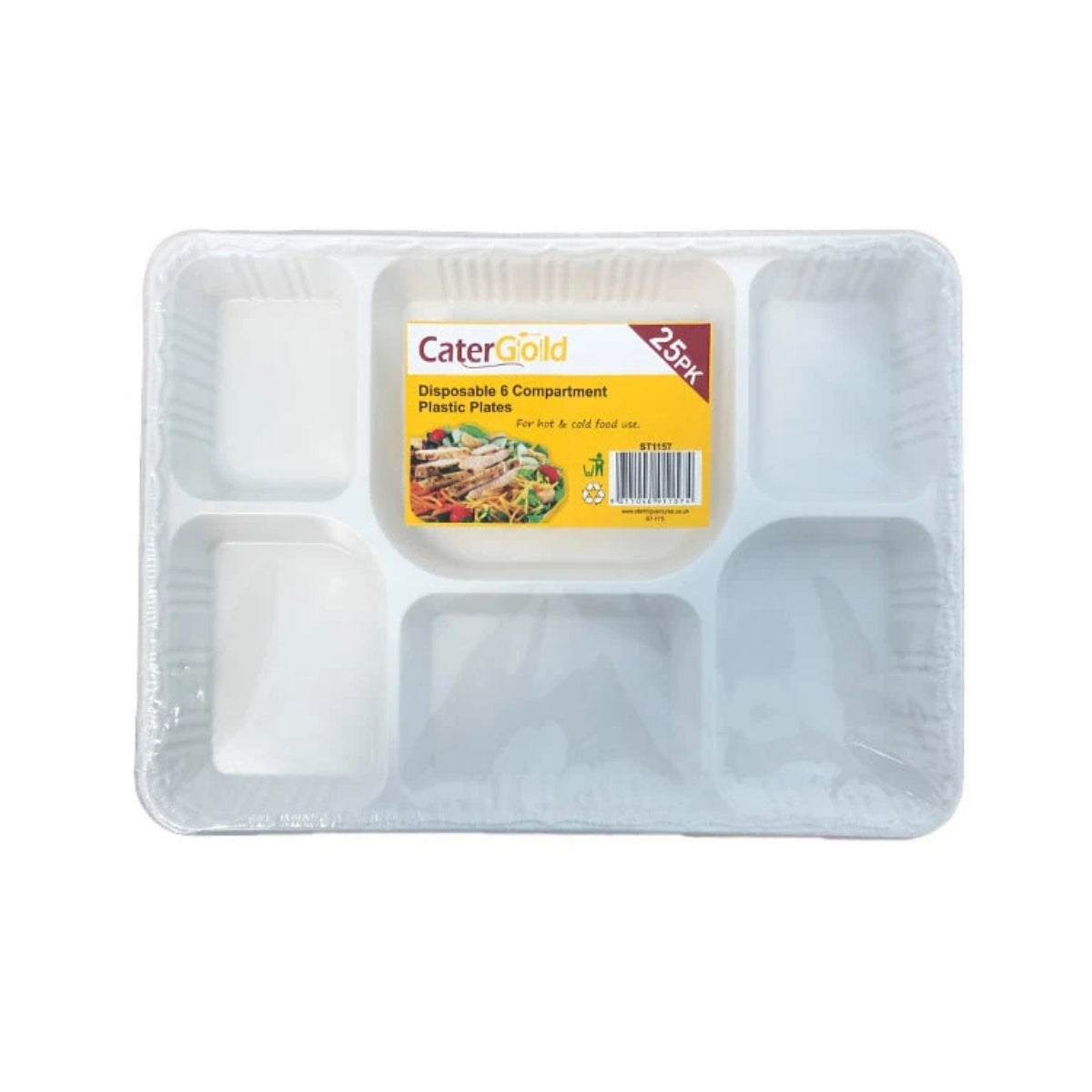 Disposable 6 Compartment Plastic Plates (25pk)