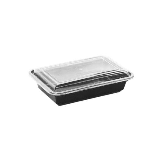 24oz Black Base Rectangle Plastic Container (50 Pieces)