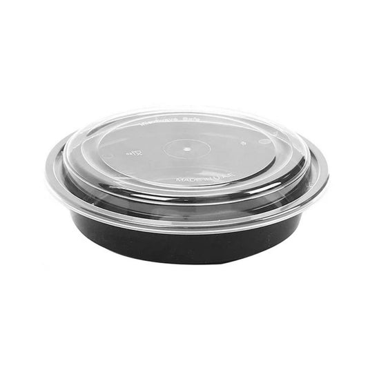 24oz Black Base Round Plastic Container (50 Pieces)