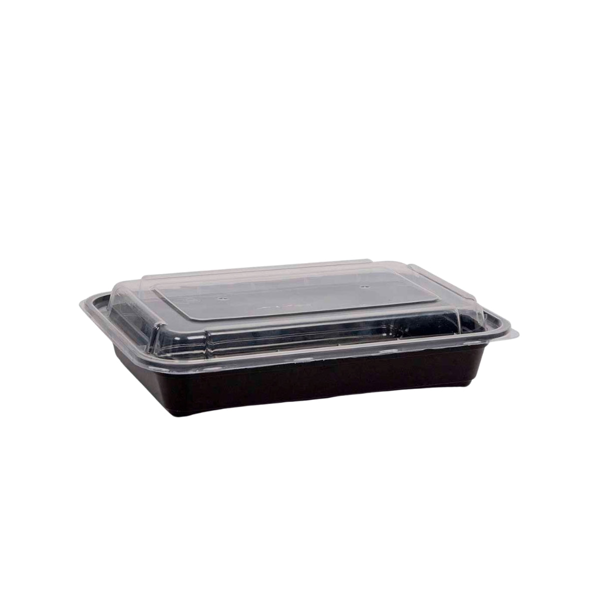 32oz Black Base Rectangle 2 comparment Plastic Container (50 Pieces)