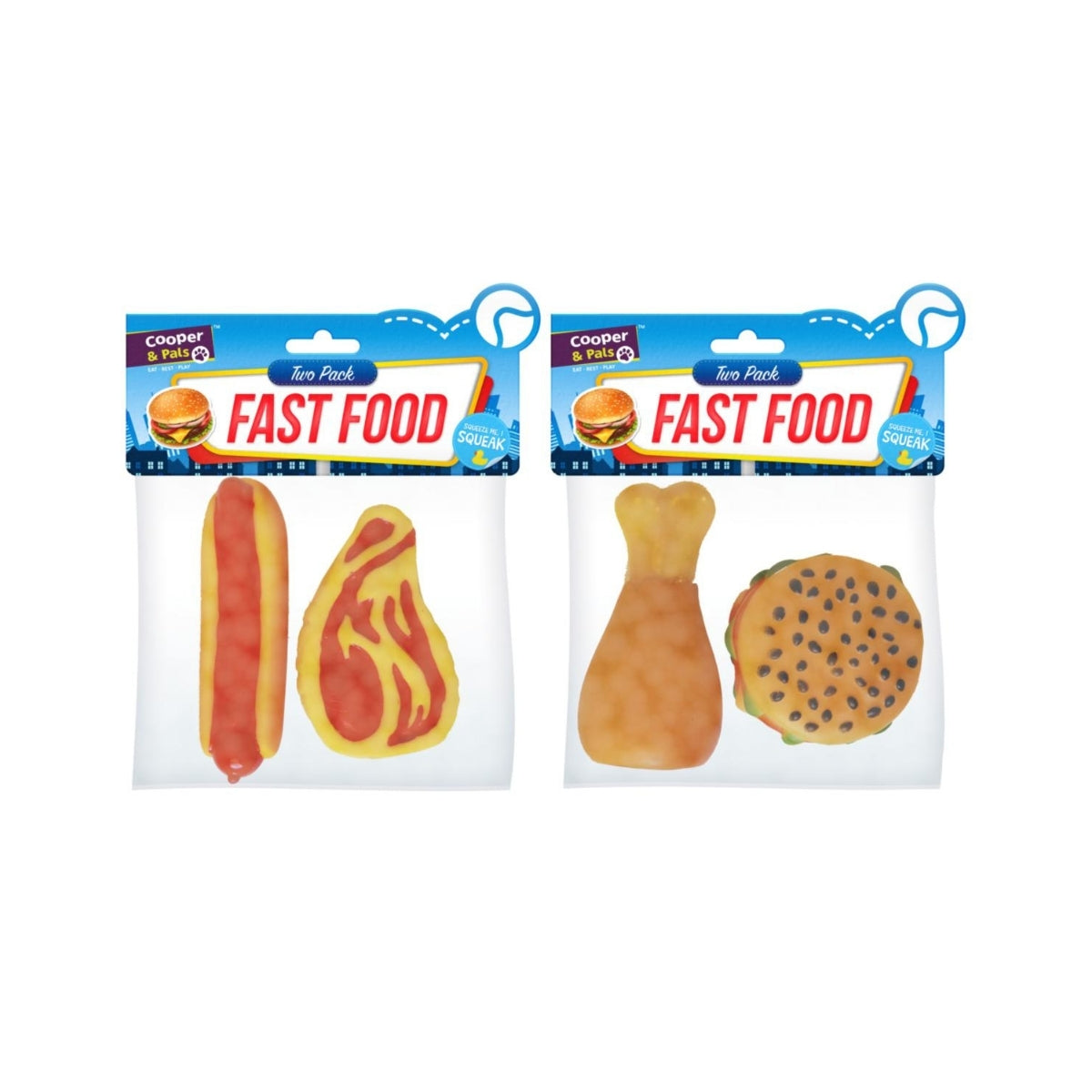 Dog Squeaky Fast Food 2pk