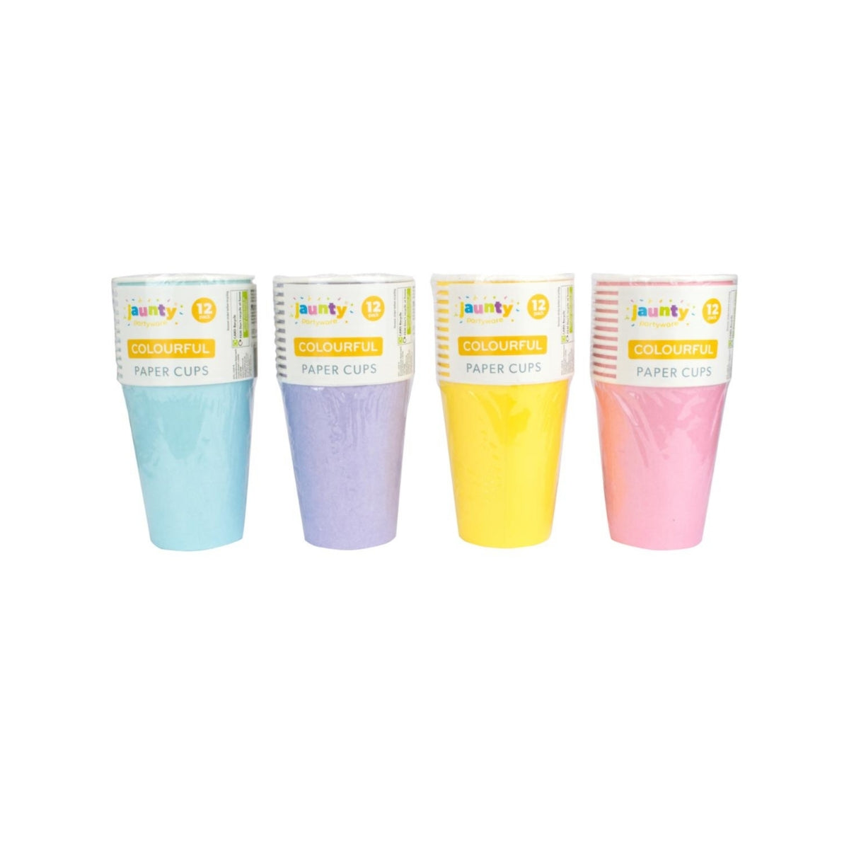 Jaunty Colourful Cups 12pk