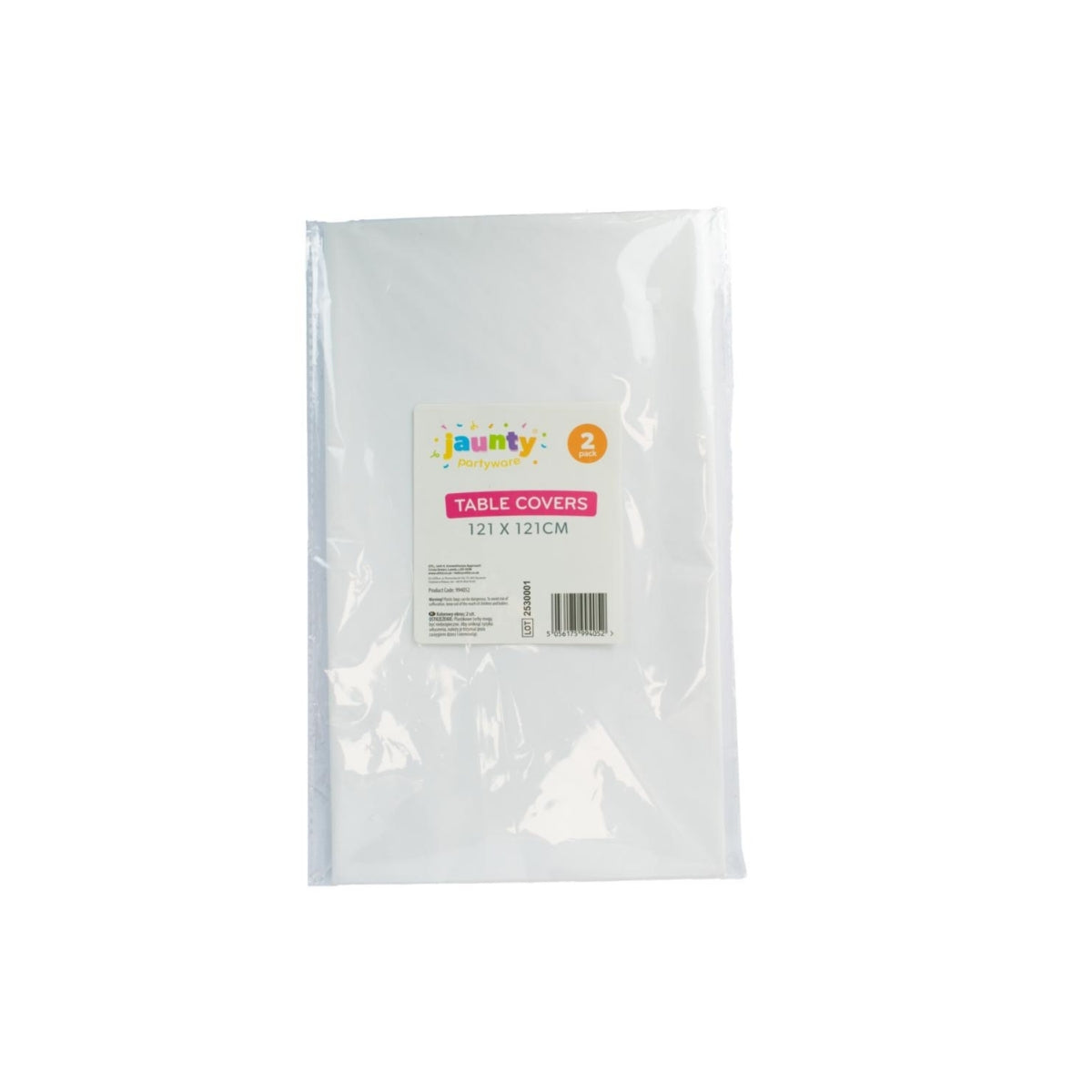 Jaunty White Plastic Table Covers 2pk